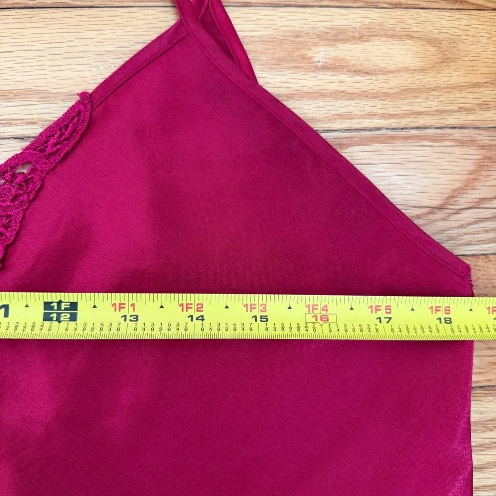 Vntg Intimate Affair Red Satin Lace Trim Nightgown‎ Slip Dress L: Boho, 90's